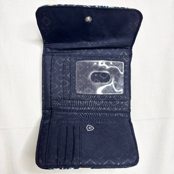 Vera Bradley Shore Enough Nautical RFID Cotton Euro Fold Travel Wallet Navy EUC - Picture 3 of 4